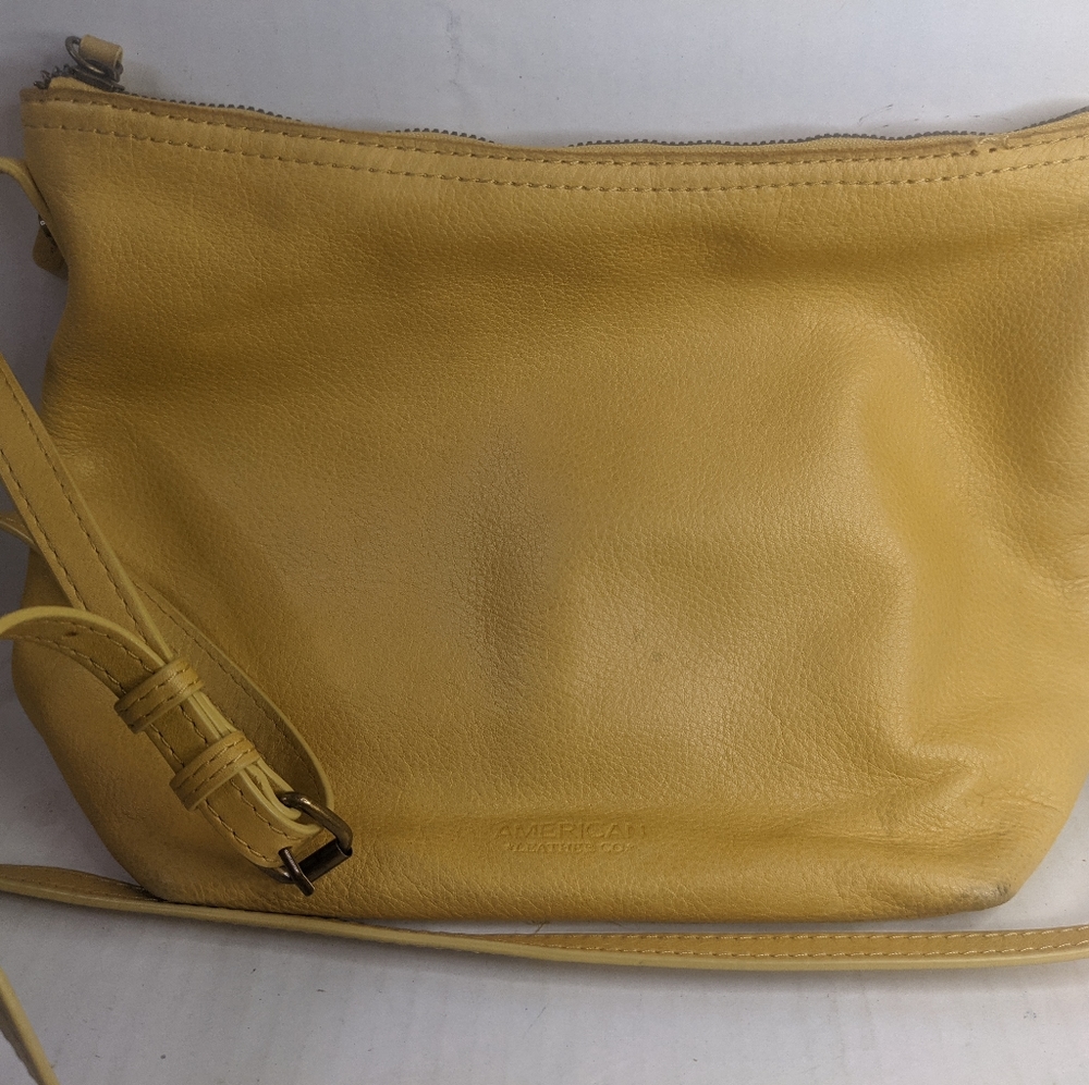 American Leather Co Mustard Yellow Crossbody Handbag Purse